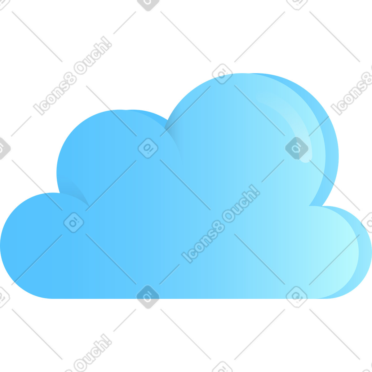 Blue white gradient cloud illustration in Hugo style download in PNG, SVG