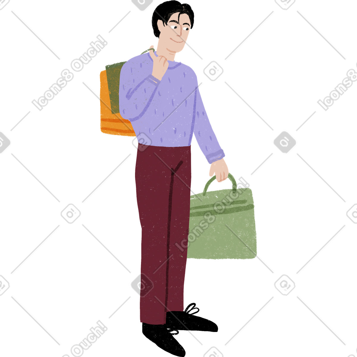Ilustración Man with shopping bags looking down en estilo Public a descargar en PNG y SVG
