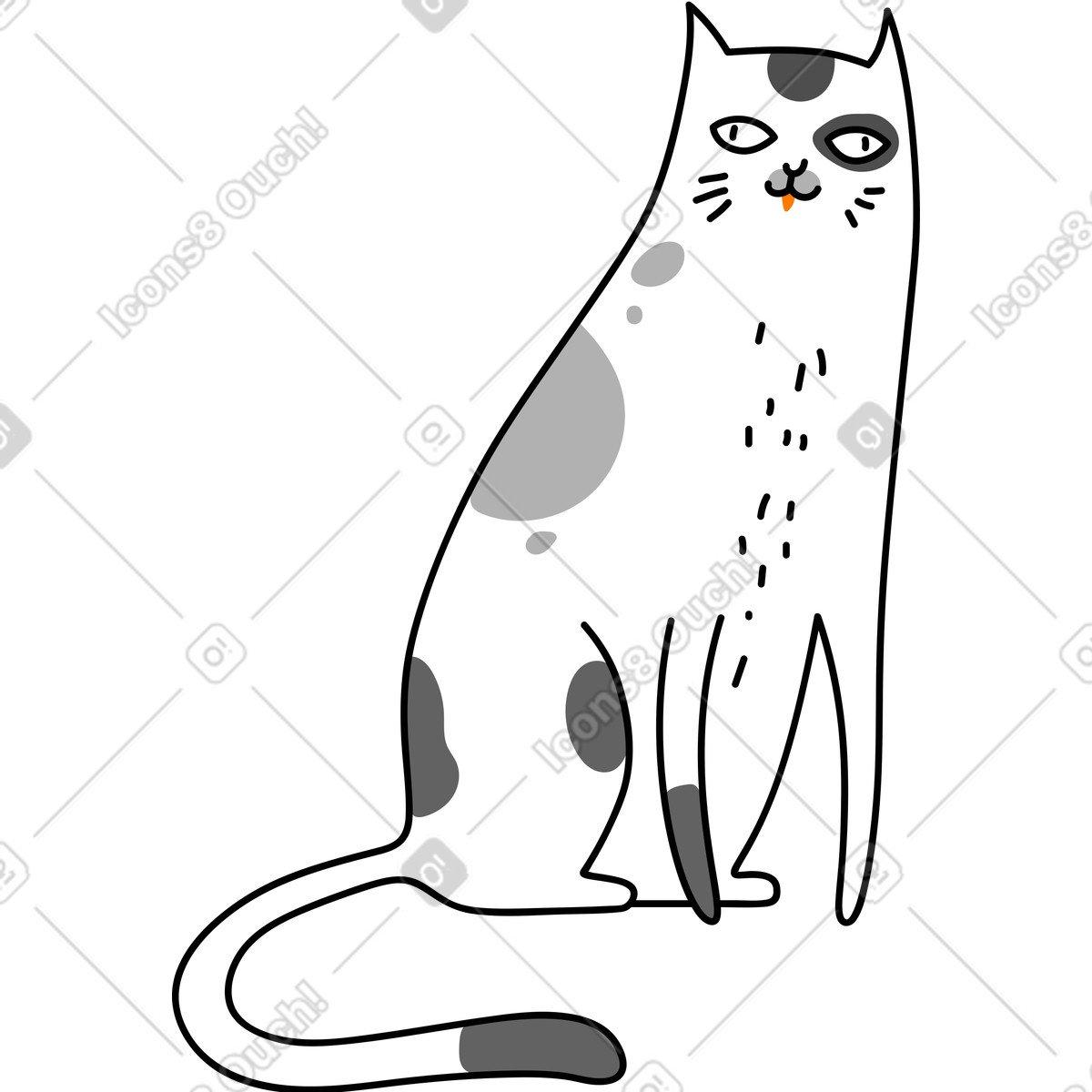 Cat illustration in Purr style download in PNG, SVG