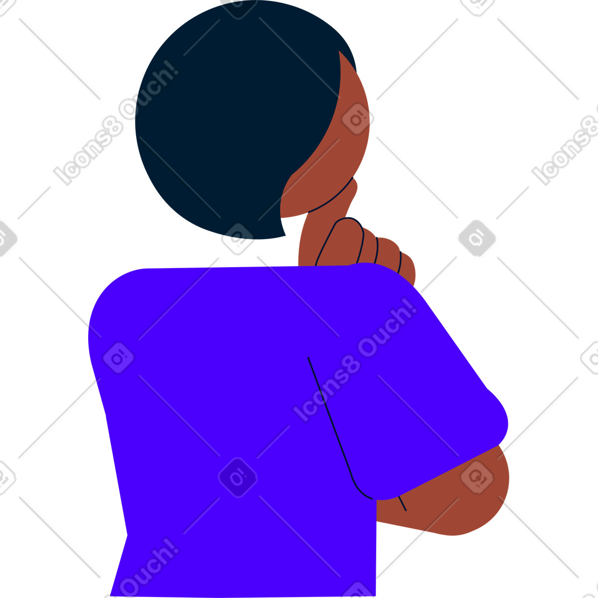 Cubes スタイルの 考える女性 のイラストをPNG、SVG形式でダウンロード