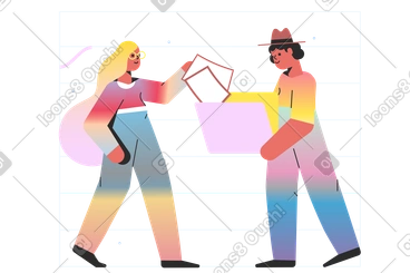 Woman putting files in archive folder PNG, SVG