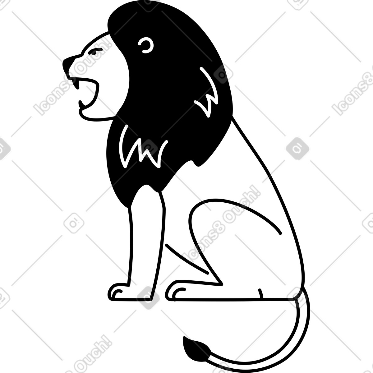 Löwe-Illustration im Transistor-Stil als Download in PNG, SVG