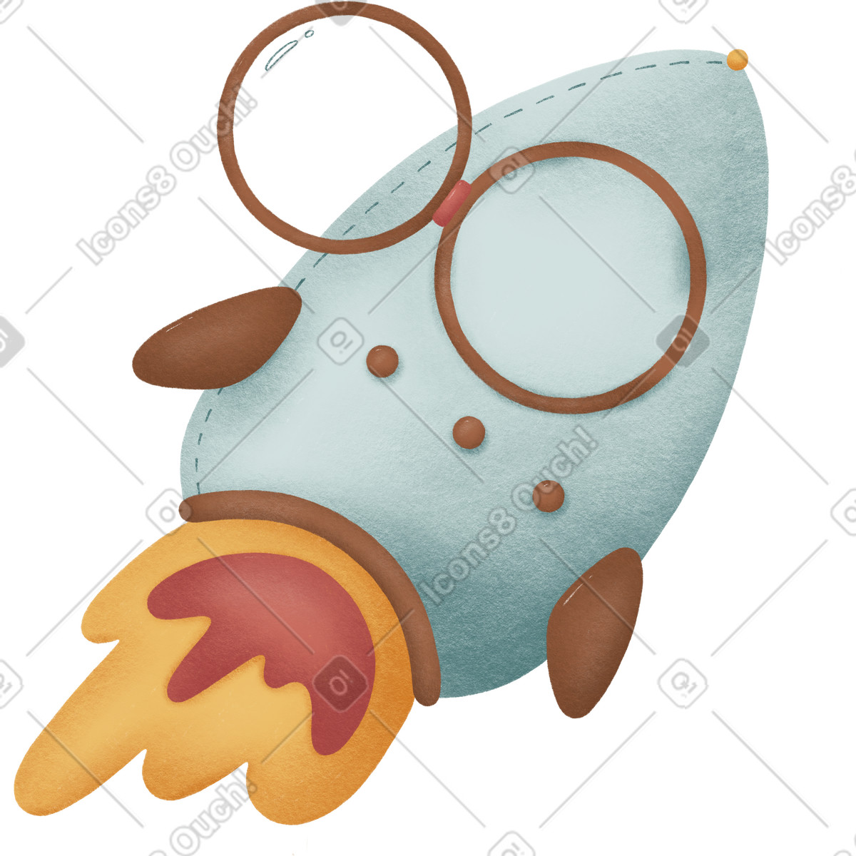 Rocket illustrazione in stile Woolly scarica in PNG, SVG