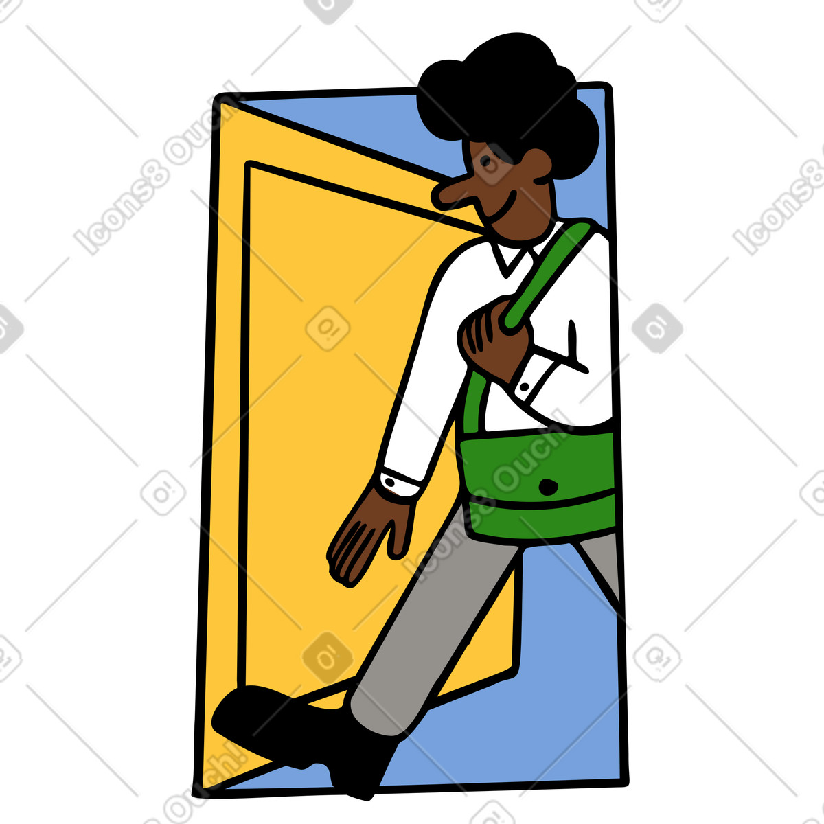 Logging in and man entering room illustration Comic style download PNG, SVG