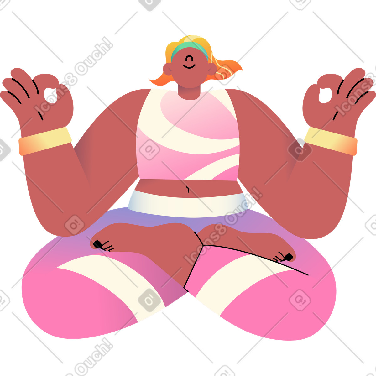 Woman in yoga pose animated illustration Beam style download GIF, Lottie (JSON), AE