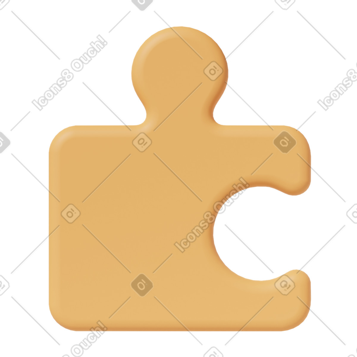 Orange puzzle piece illustration in 3D Casual life style download in PNG, SVG