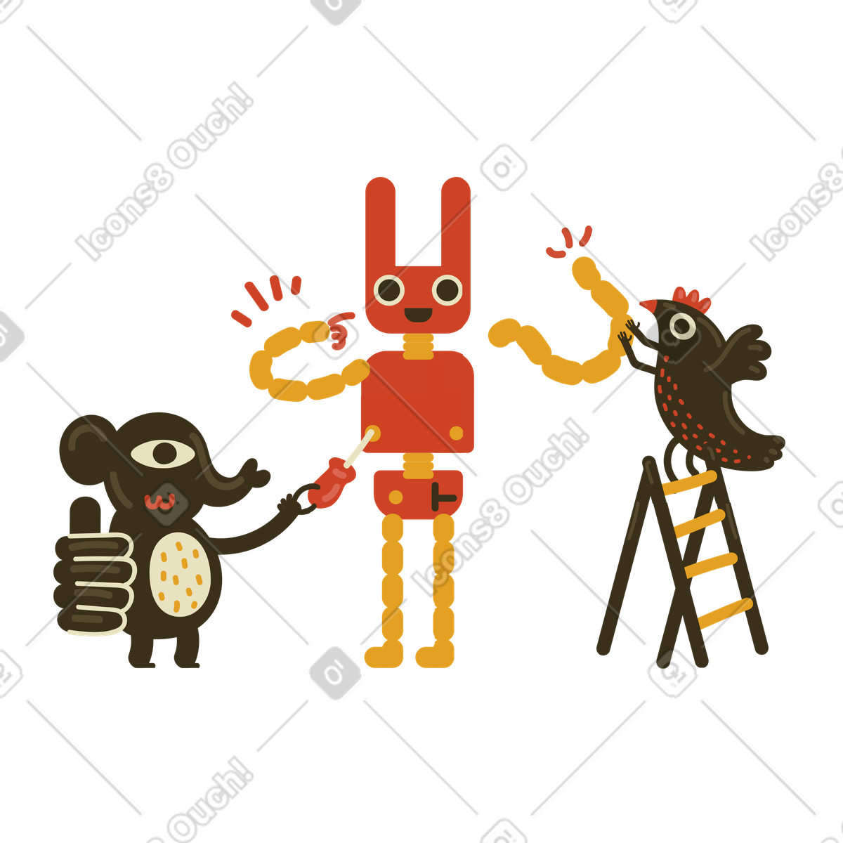 Fare un robot illustrazione in stile Arabica scarica in PNG, SVG