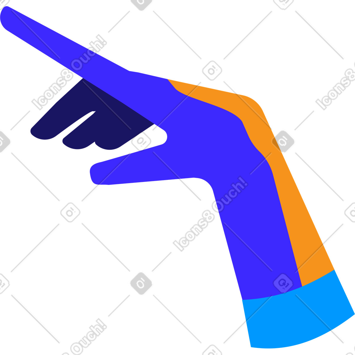 La mano umana indica con il dito indice illustrazione in stile Worky scarica in PNG, SVG