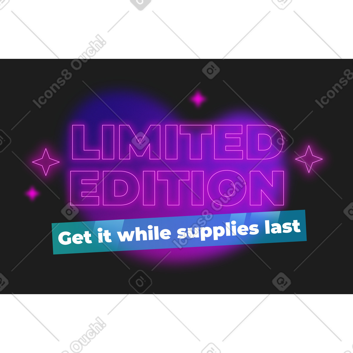 Text Limited edition neon effect with gradient background illustration in Typography style download in PNG, SVG
