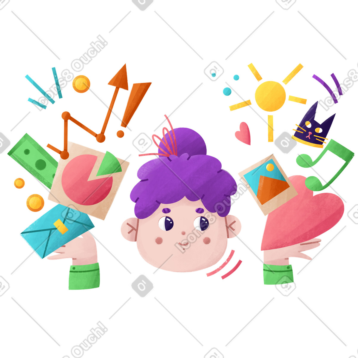 Иллюстрация Maintaining work-life balance, harmony between job and leisure в стиле Bonbon — скачать в форматах PNG, SVG