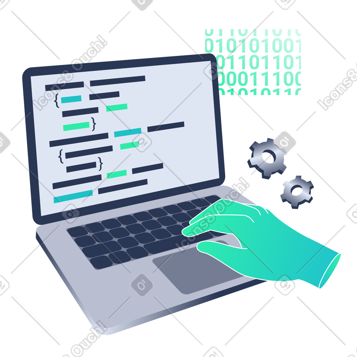 Coding syntax and programming on laptop illustration in PNG, SVG