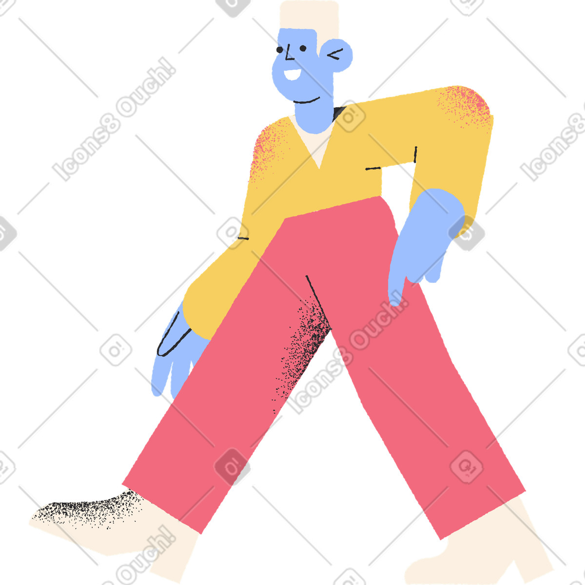 Ilustración Hombre caminando en estilo Pablo a descargar en PNG y SVG