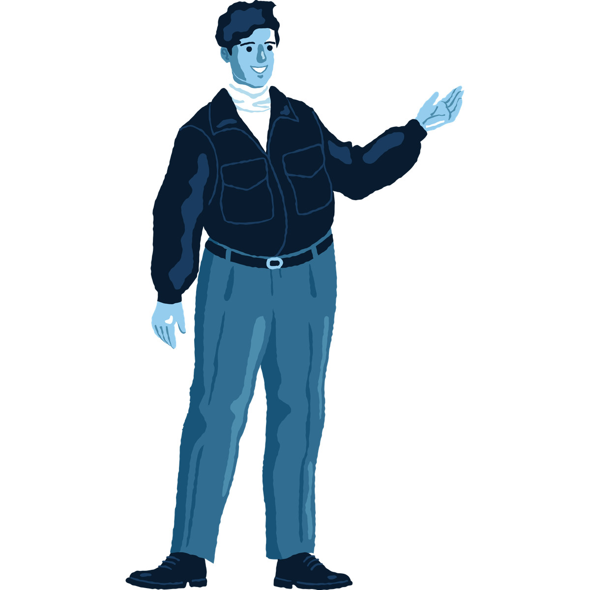 Chubby man standing illustration in Cherry style download in PNG, SVG