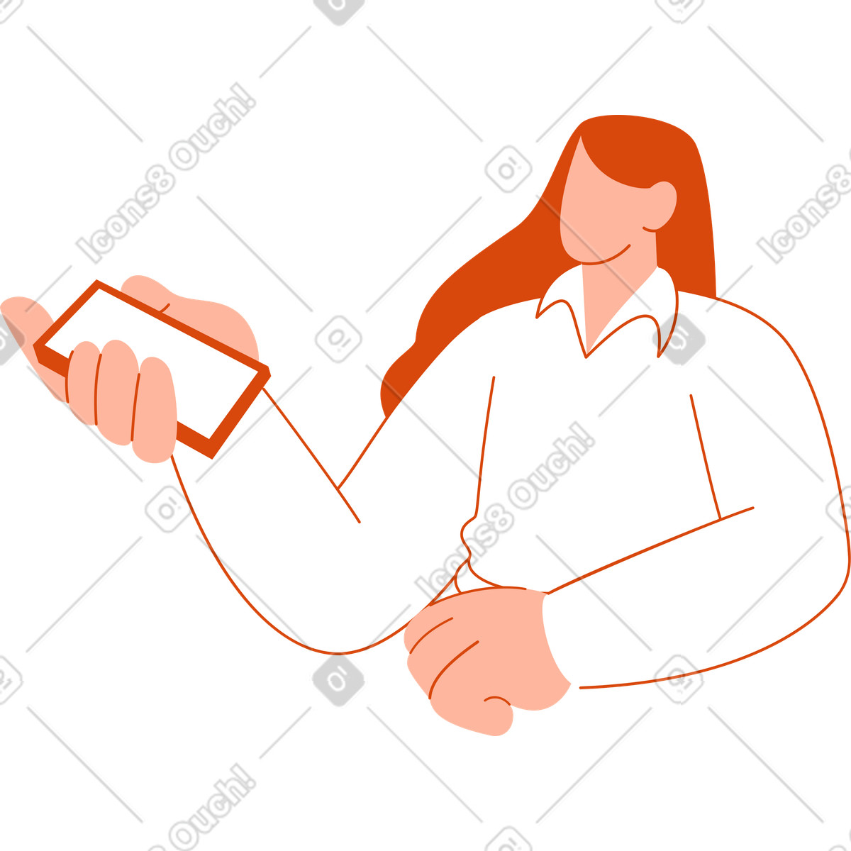 Ilustração de Mulher até a cintura segurando um telefone em no estilo Orange para baixar em PNG, SVG