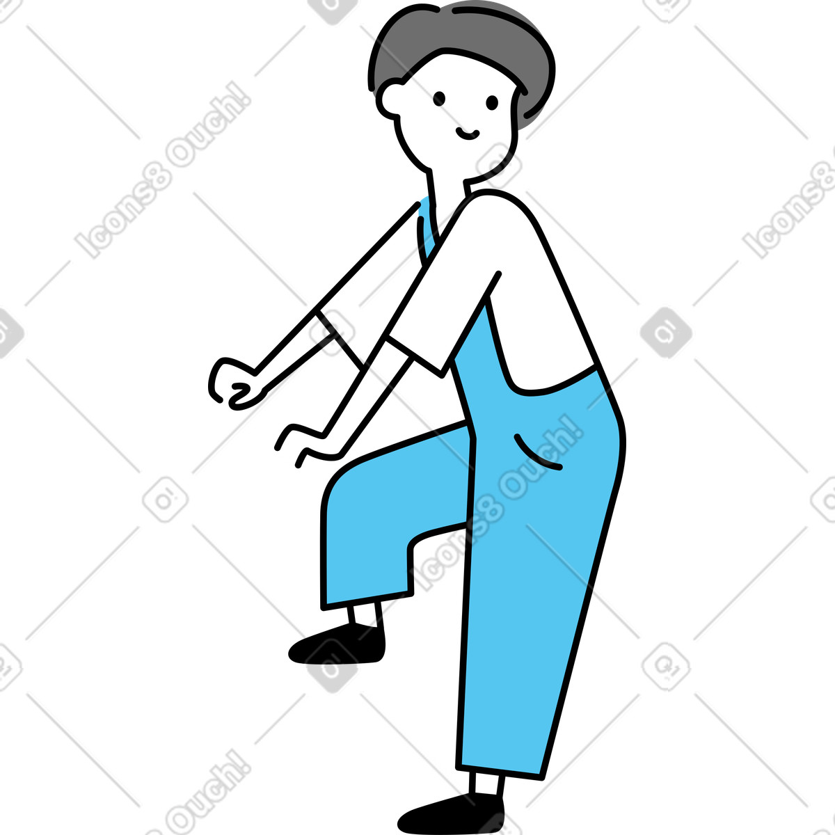 Young woman with her foot on something illustration in Mochi style download in PNG, SVG