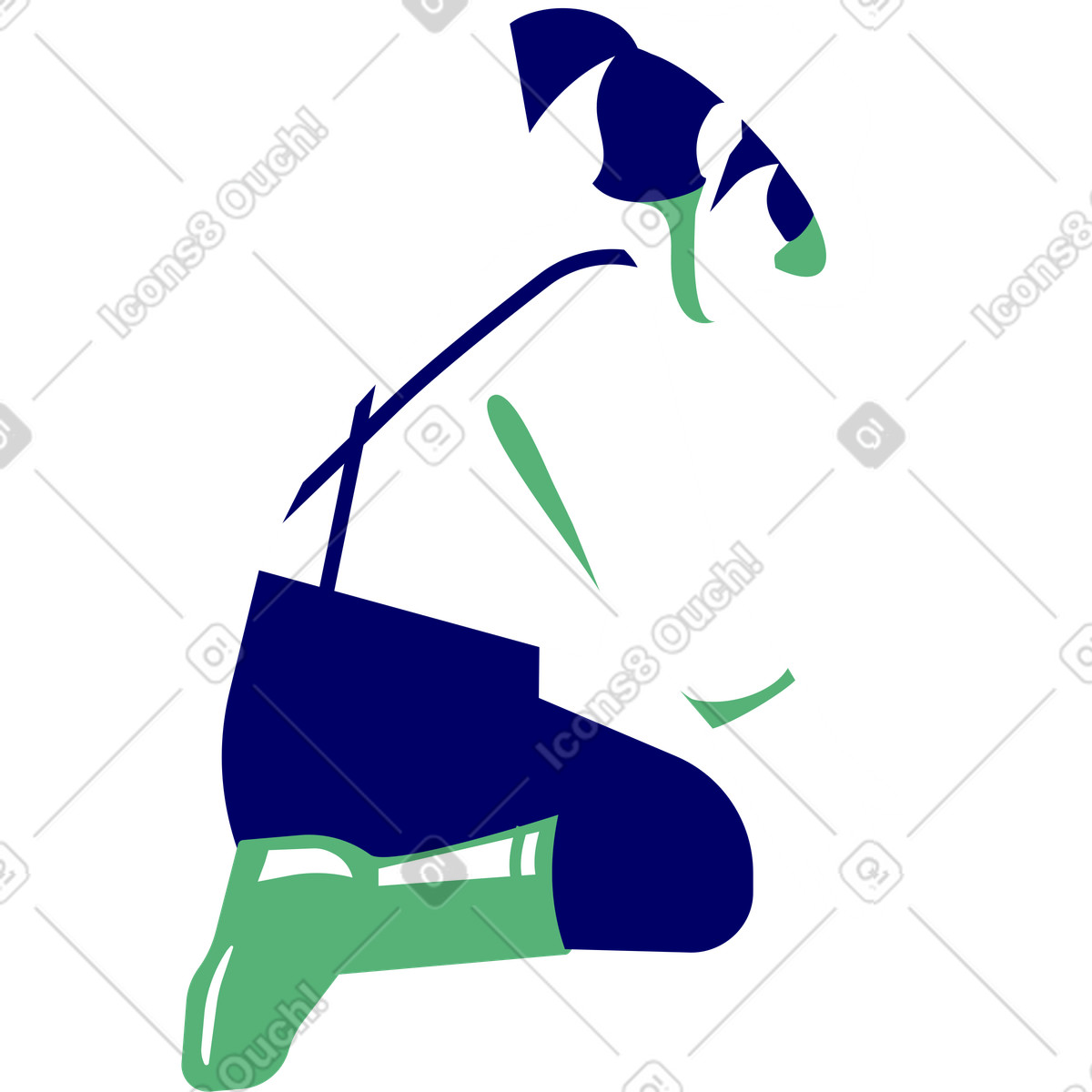 Ilustración La chica está sentada de rodillas con botas goma y guantes en estilo Lounge a descargar en PNG SVG