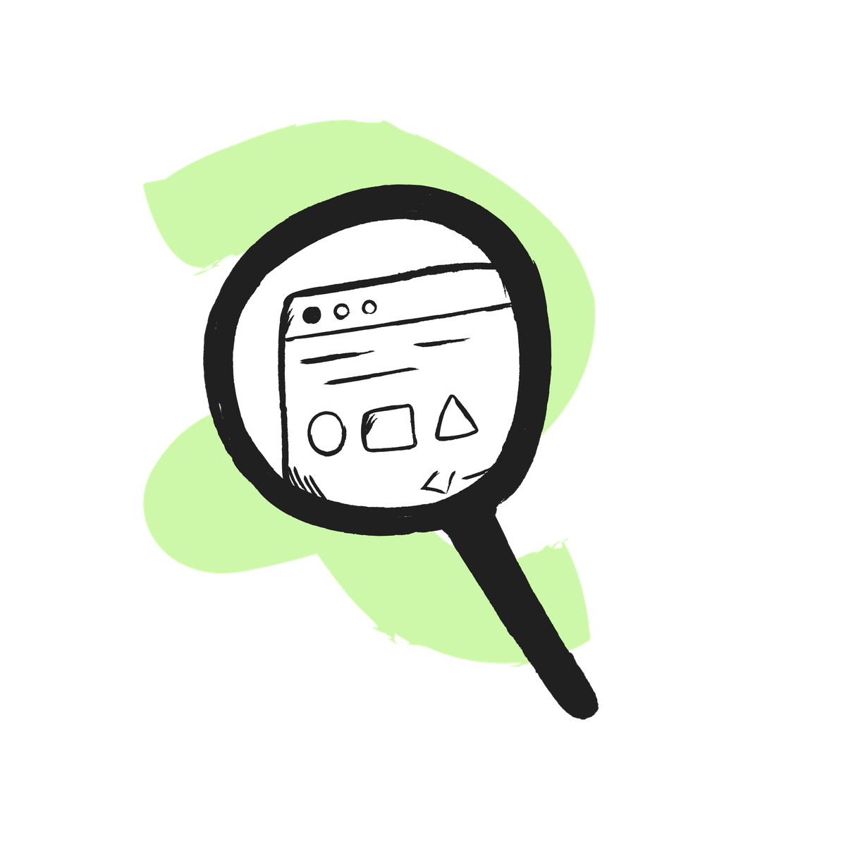 Ilustração de Magnifying glass over browser window, SEO and website analysis em no estilo Pixeltrue icons para baixar em PNG, SVG