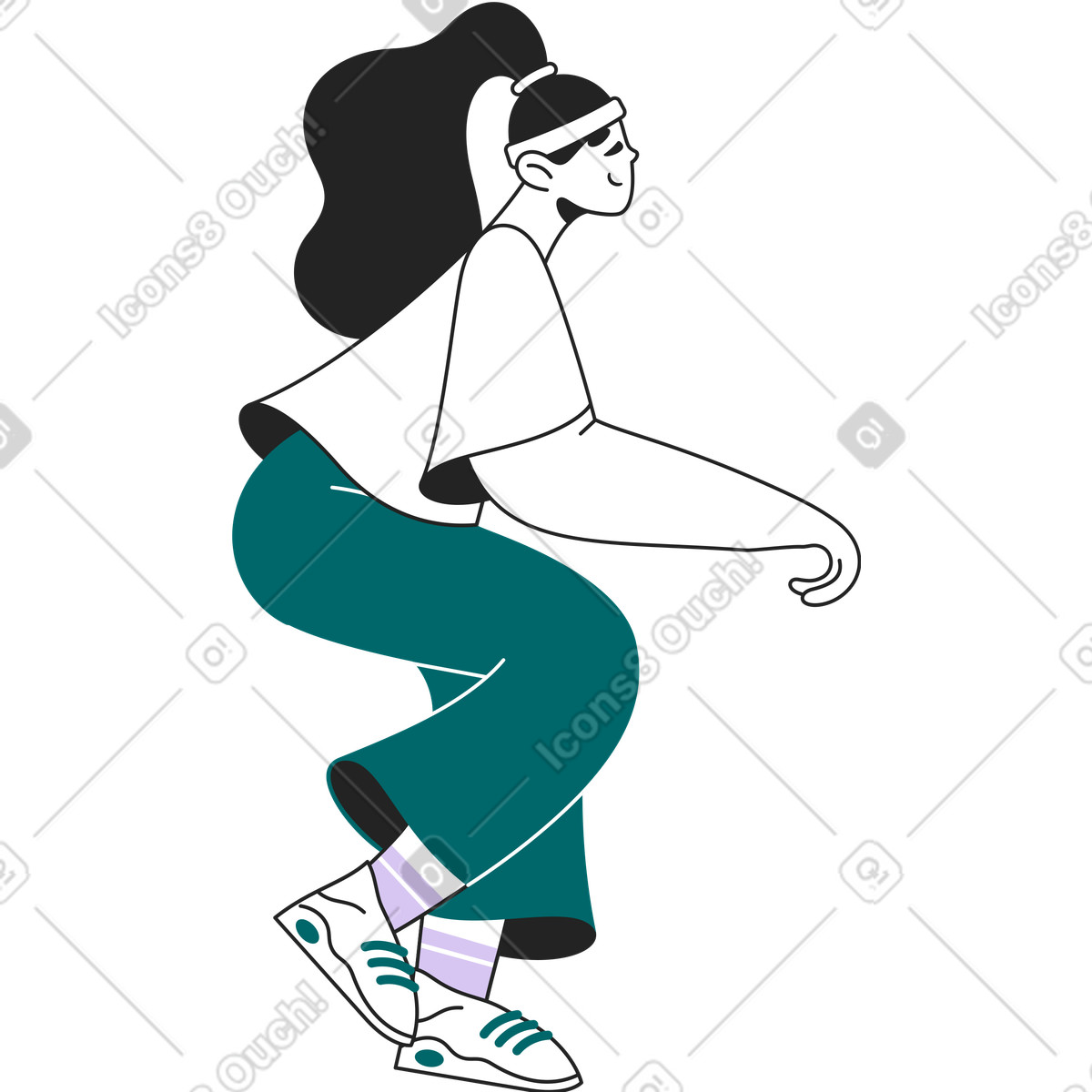 下载 Sammy Line 风格的 健身女孩 插画，支持 PNG、SVG 格式