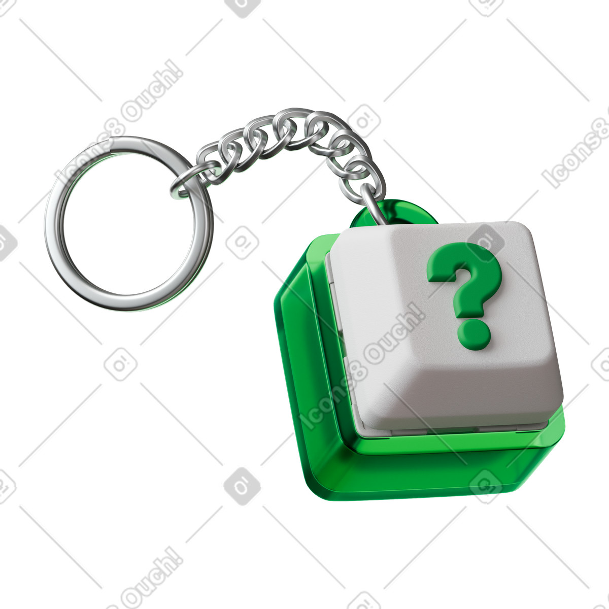 Question keycap keychain illustration in 3D Stickle style download in PNG, SVG