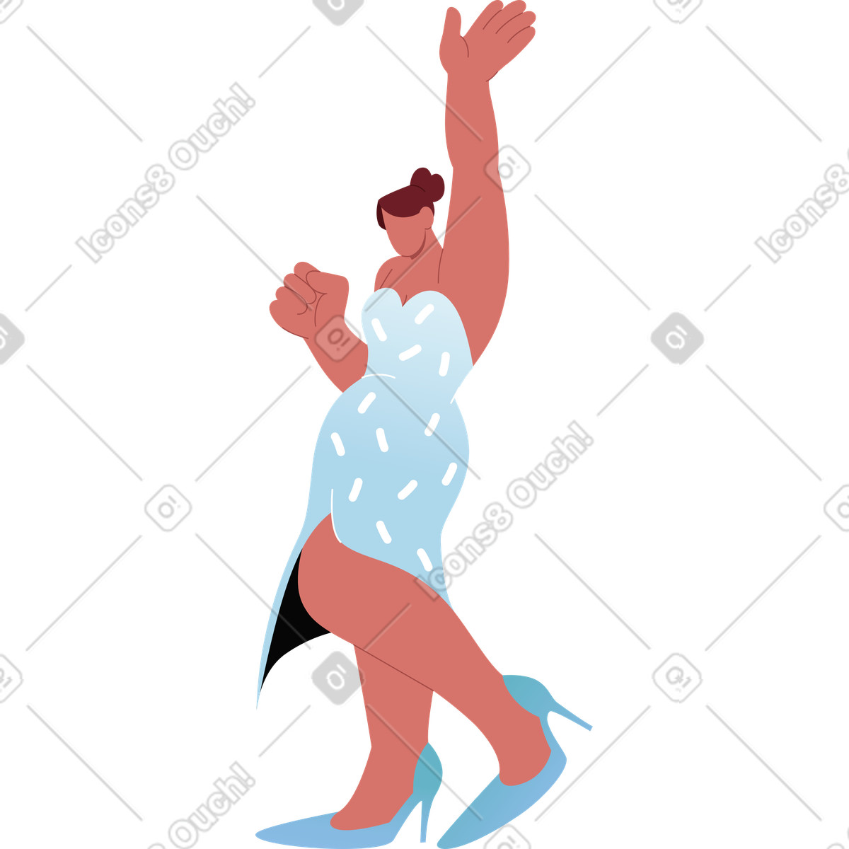 Frau mit ausgestreckter hand-Illustration im Airy-Stil als Download in PNG, SVG
