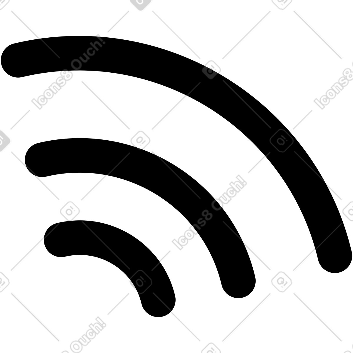 Three black wave lines from wi-fi illustration in Transistor style download in PNG, SVG