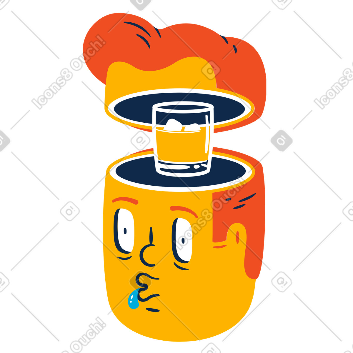 Man contemplating whiskey illustration clipart free vector graphics PNG SVG