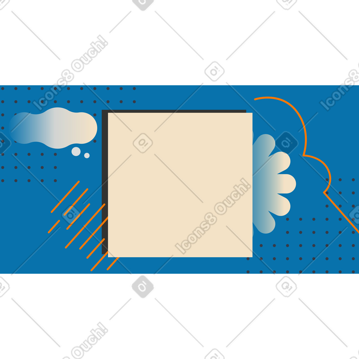 Ilustración Fondo abstracto azul con elementos beige y naranja en estilo Experimental a descargar en PNG SVG