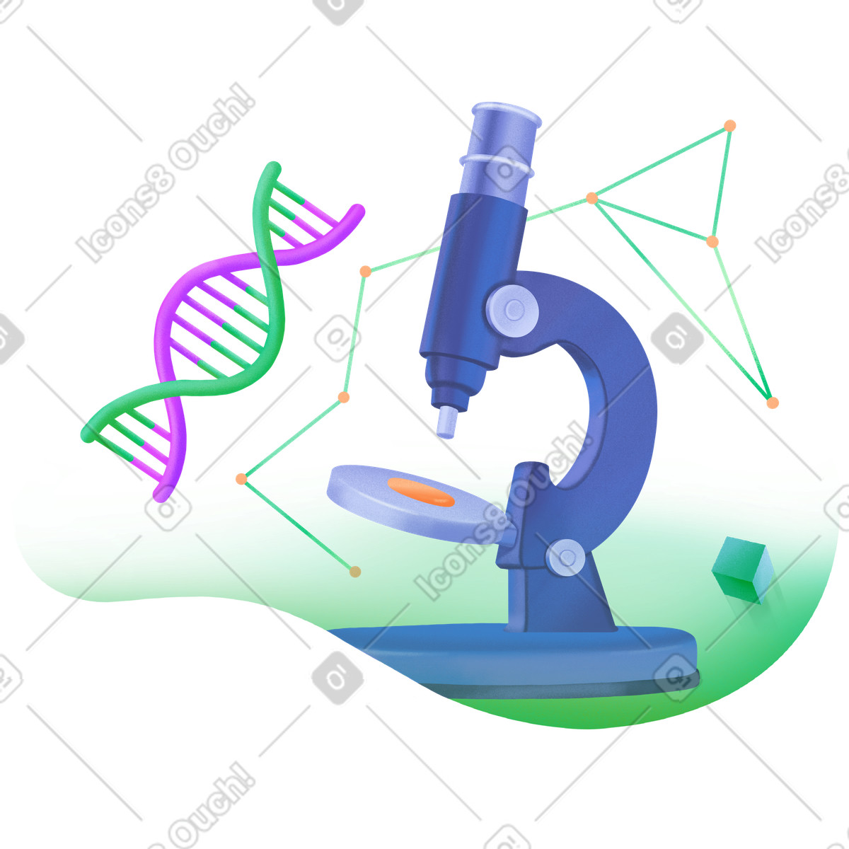 Illustration Molécule d'adn au microscope dans le style Smart à télécharger aux formats PNG, SVG