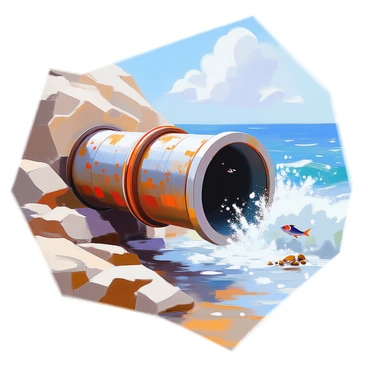 A large drain pipe leading directly into the ocean