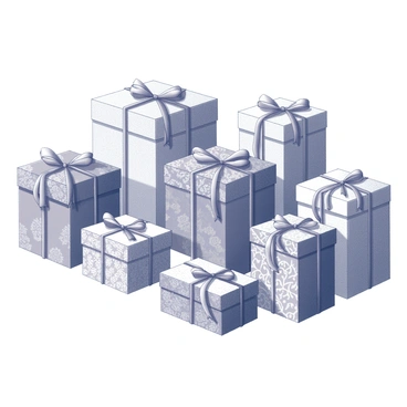 A display of beautifully wrapped Chuseok gift boxes tied with colorful ribbons