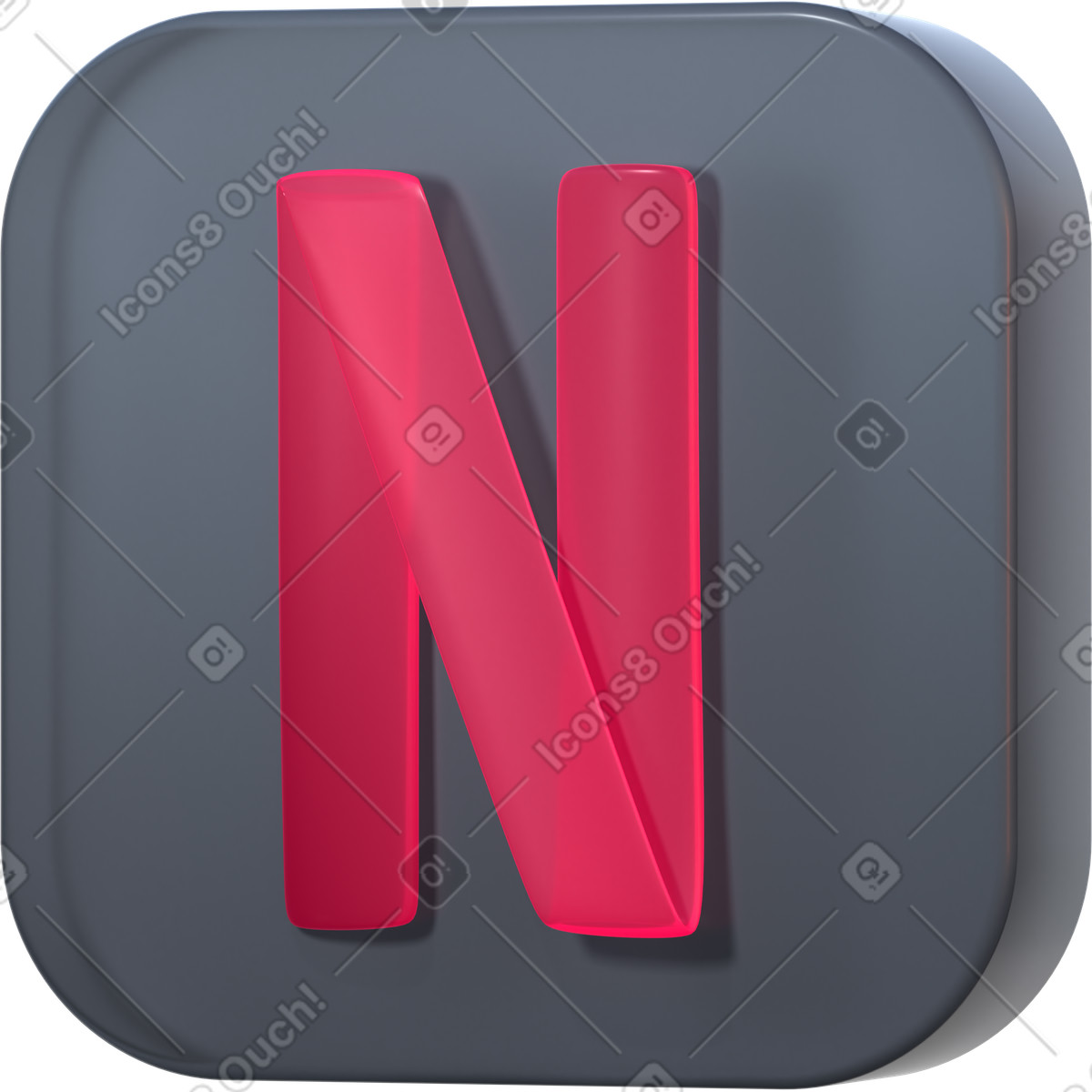 Logo astratto netflix illustrazione in stile 3D Glassy scarica in PNG, SVG