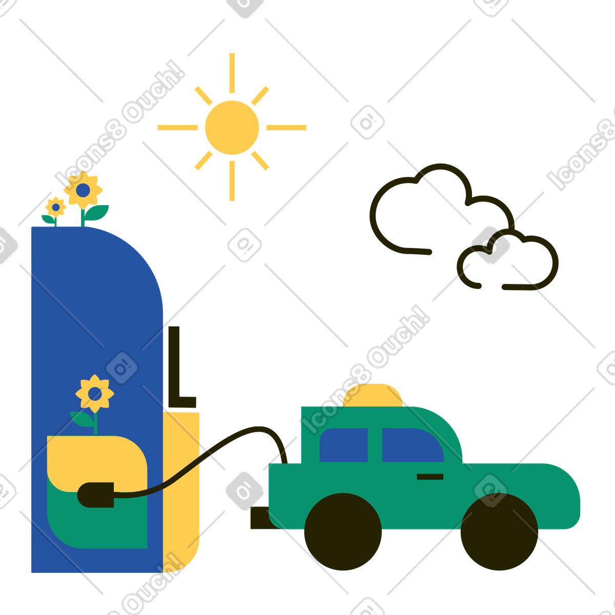 Filling a car with biofuel illustration in Spot style download in PNG, SVG