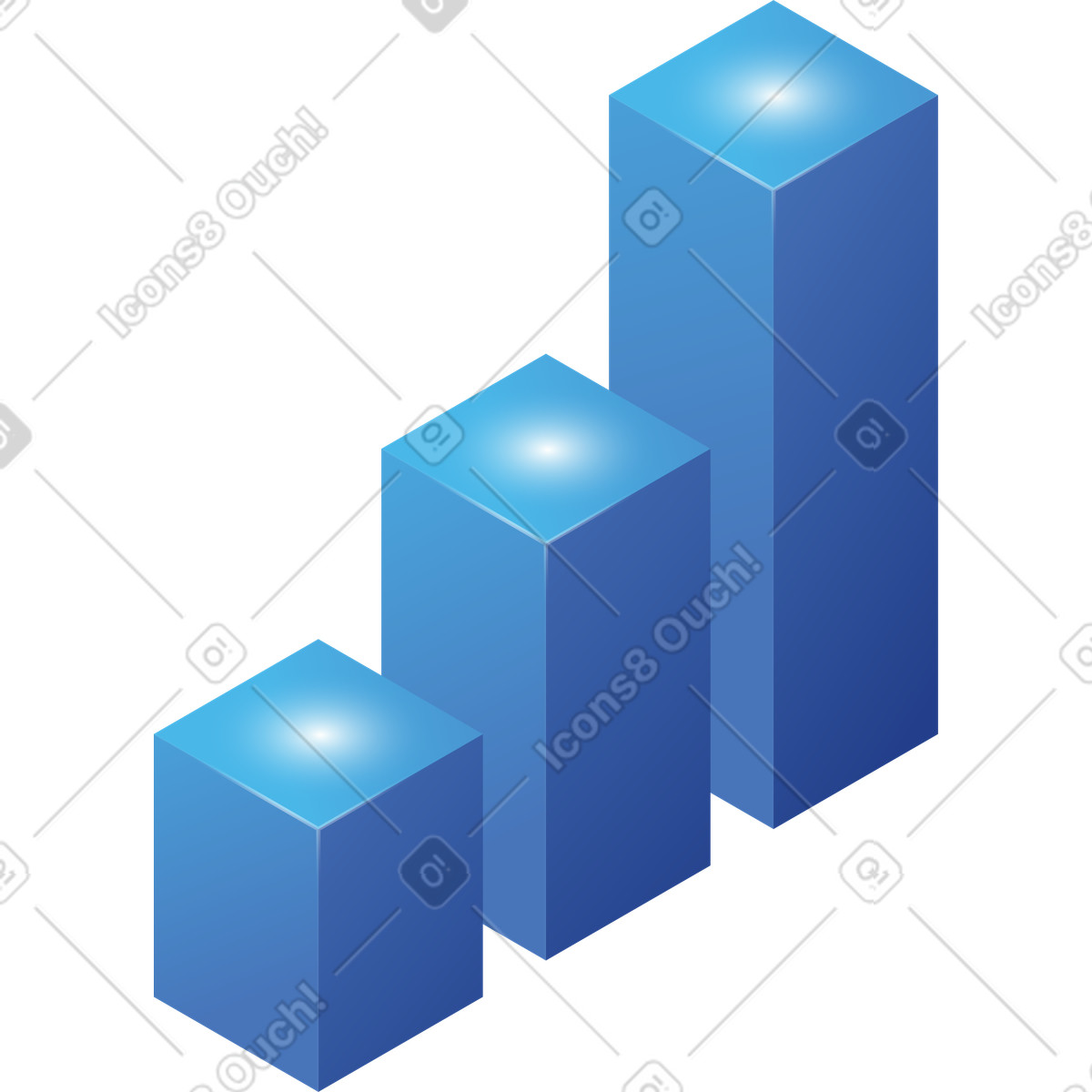 Isometric growing graph illustration in PNG, SVG