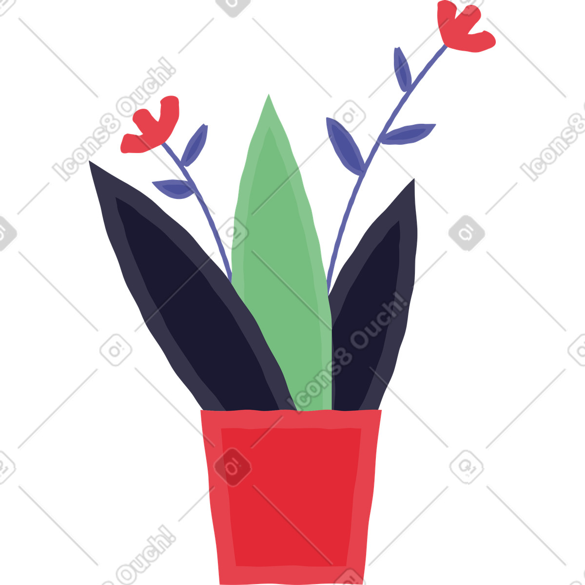 Fiore illustrazione in stile Stripy scarica in PNG, SVG