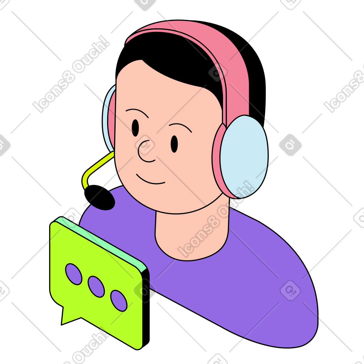 Project スタイルの Customer support agent chatting, Remote help and communication のイラストをPNG、SVG形式でダウンロード