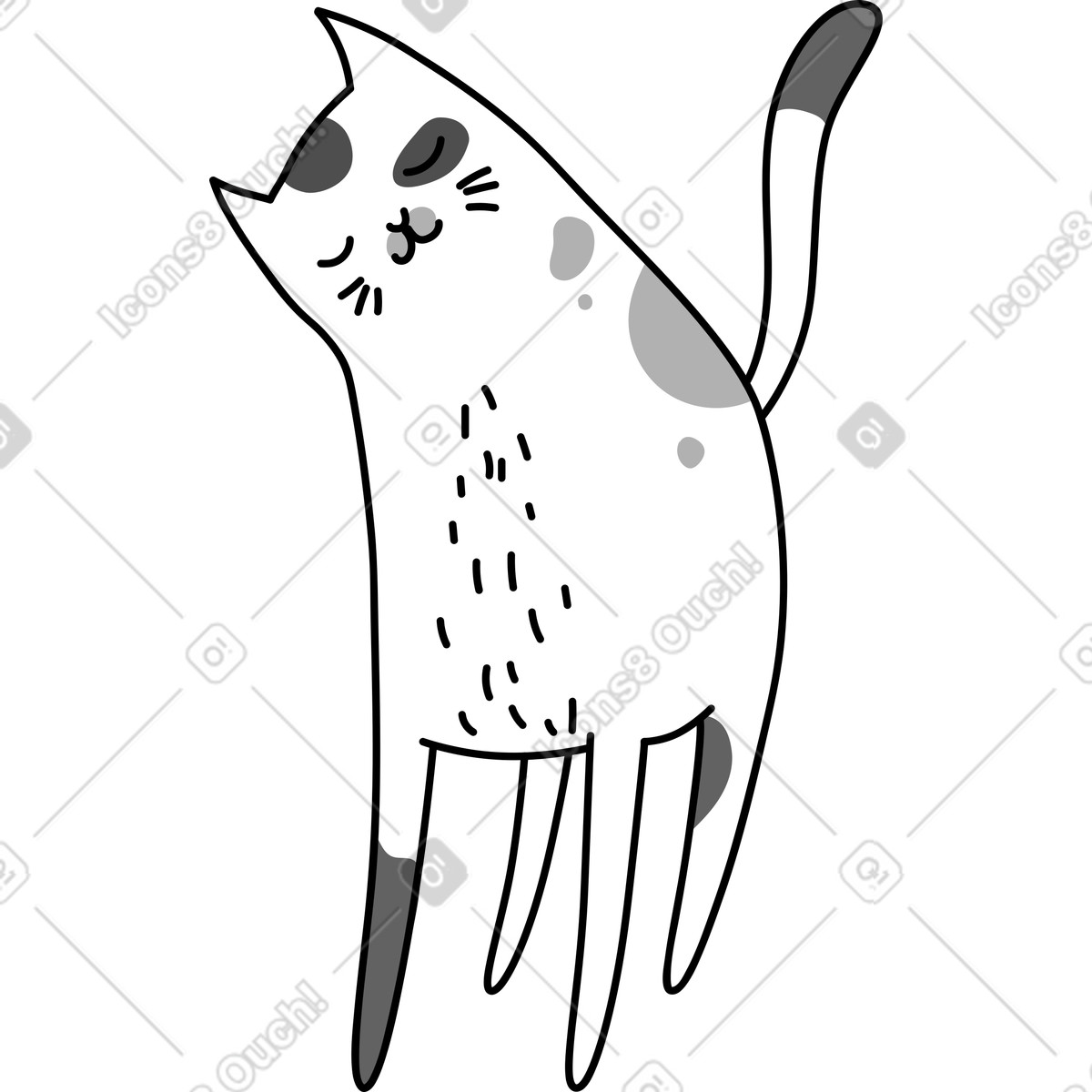 Ilustração de Gato em no estilo Purr para baixar em PNG, SVG