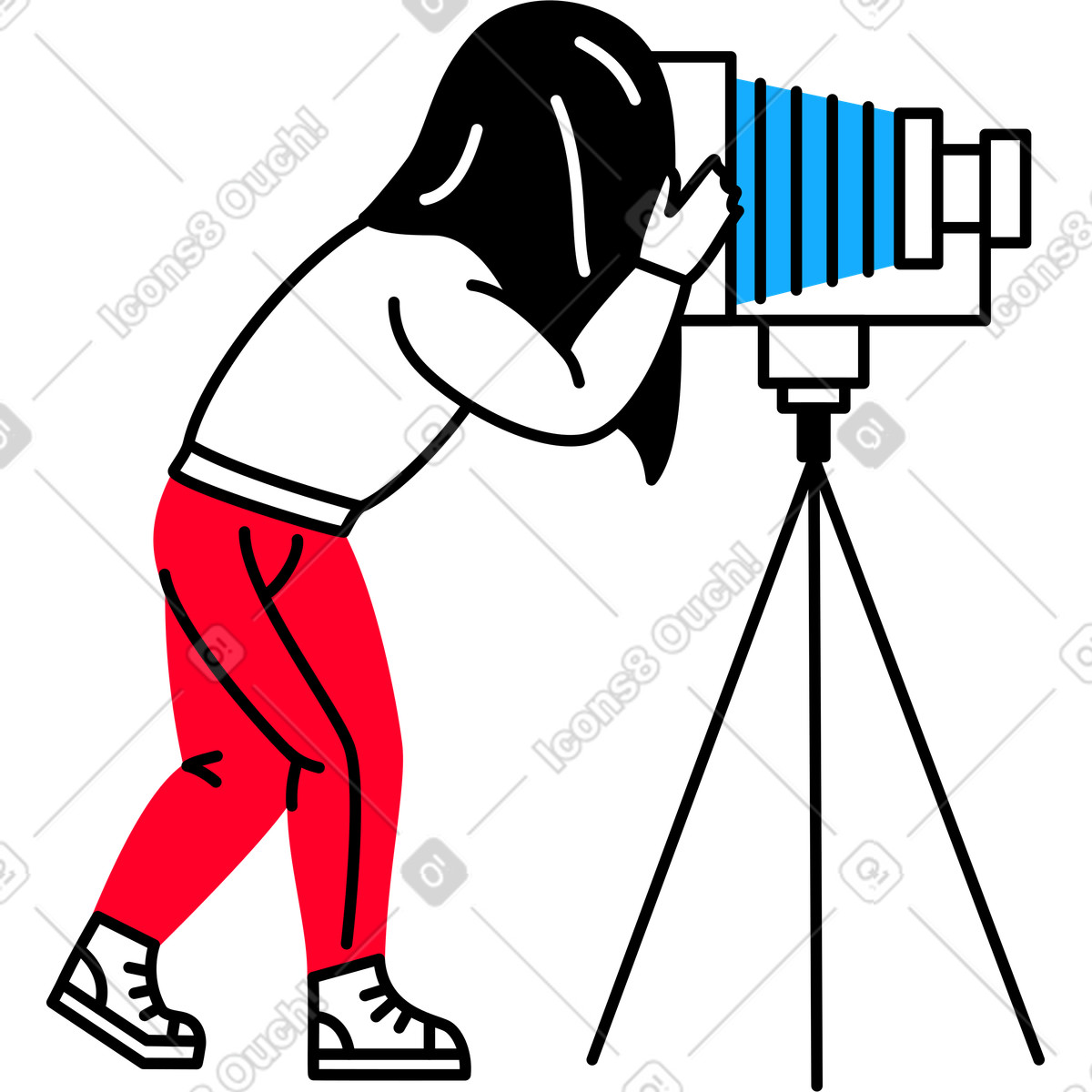 Ilustração de Homem com camera em no estilo Transistor para baixar em PNG, SVG