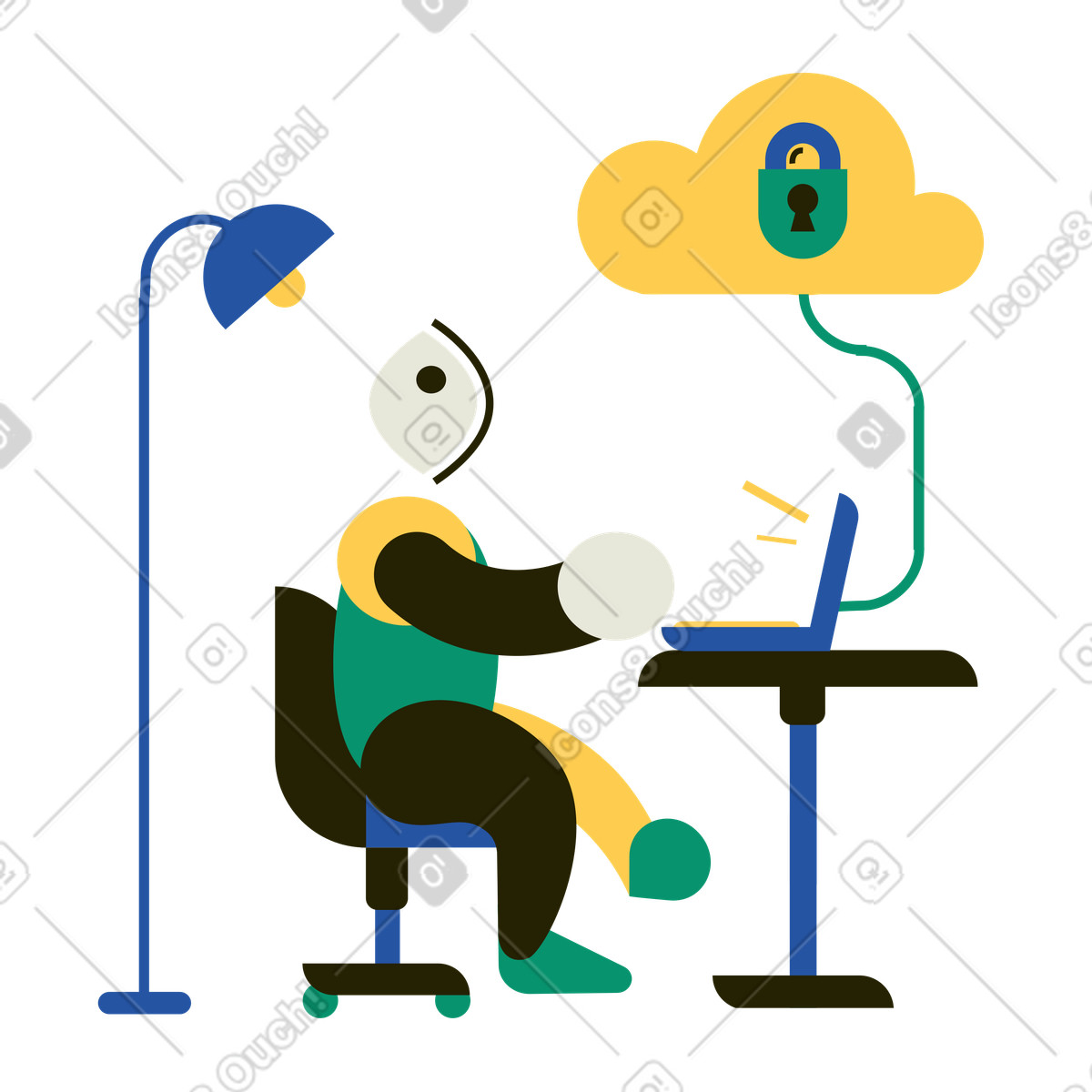 User uploading files to encrypted cloud, Online data backup and security-Illustration im Spot-Stil als Download in PNG, SVG