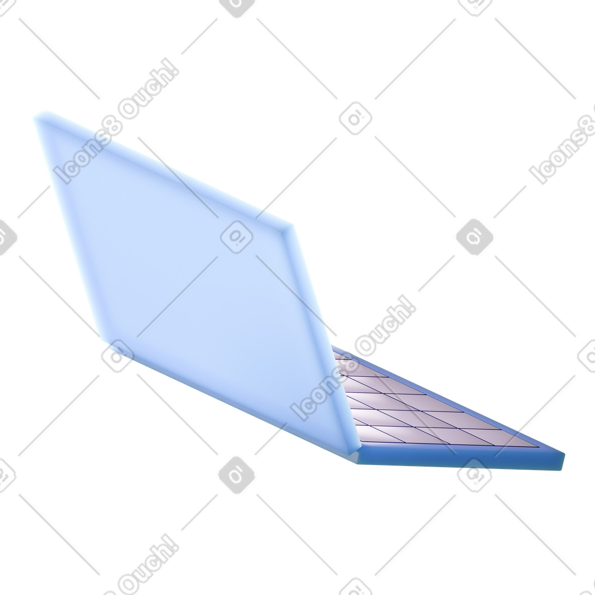 Computer portatile blu illustrazione in stile 3D Airy scarica in PNG, SVG