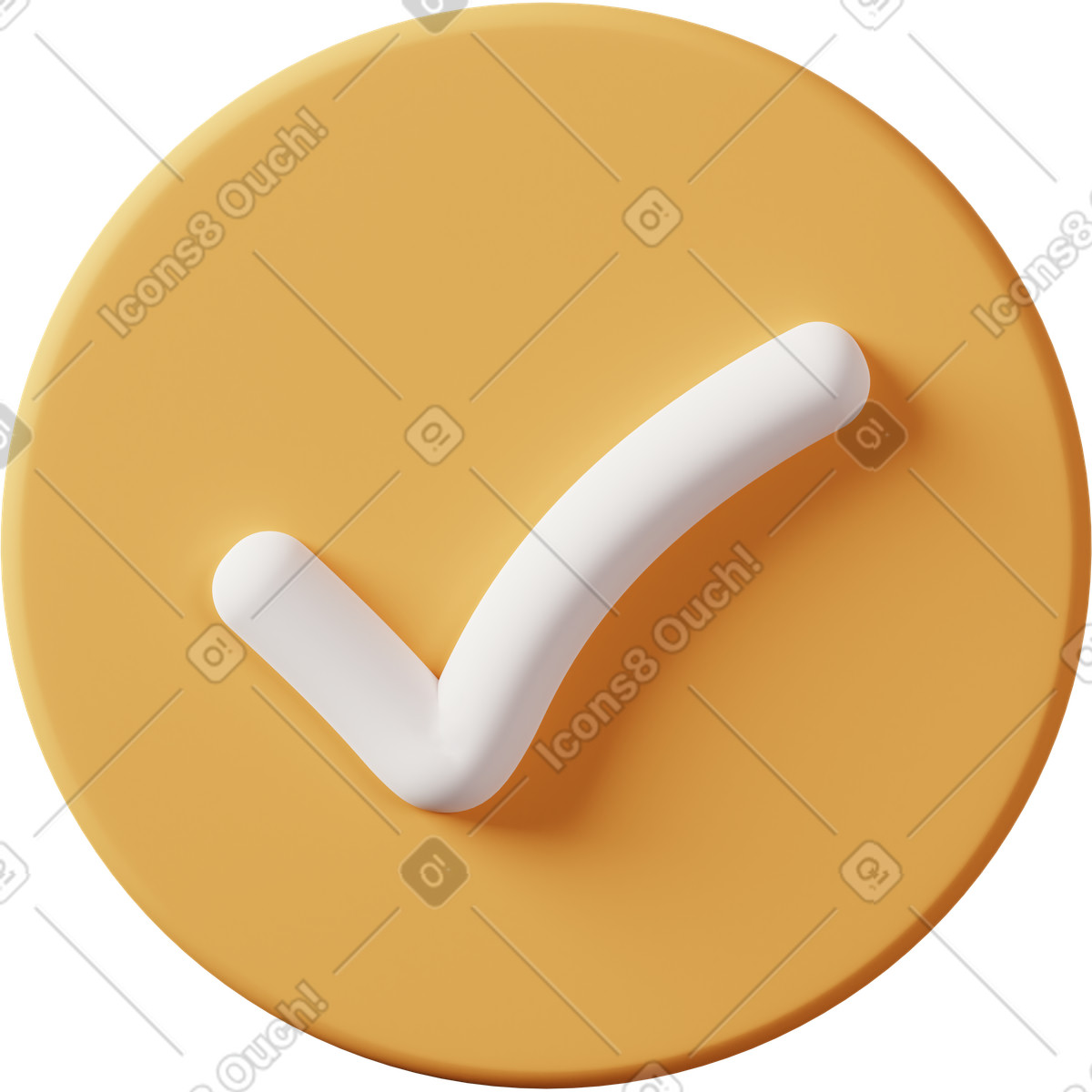 Иллюстрация Round check mark yellow в стиле 3D Casual life — скачать в форматах PNG, SVG