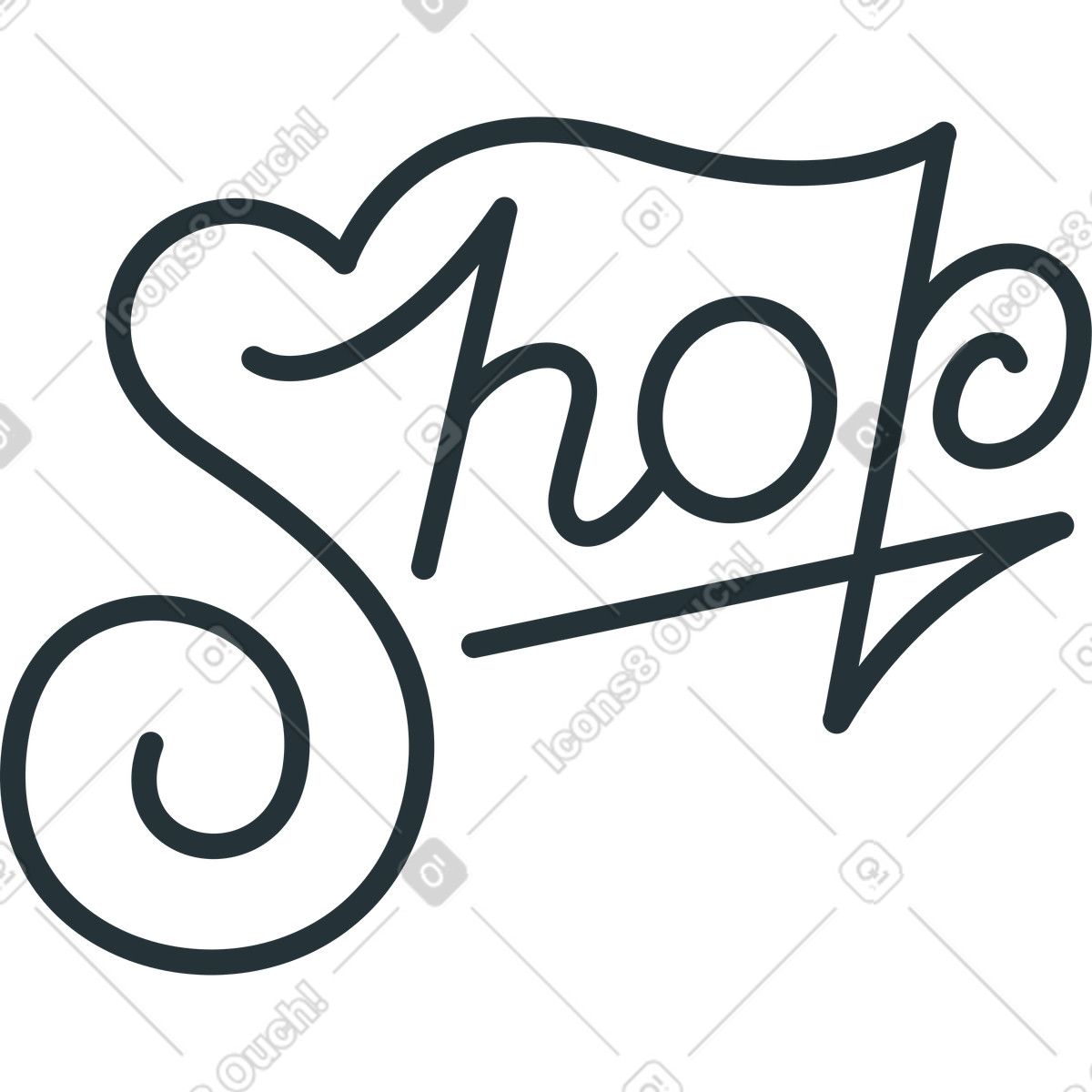 Lettering shop line text illustration in style download in PNG, SVG