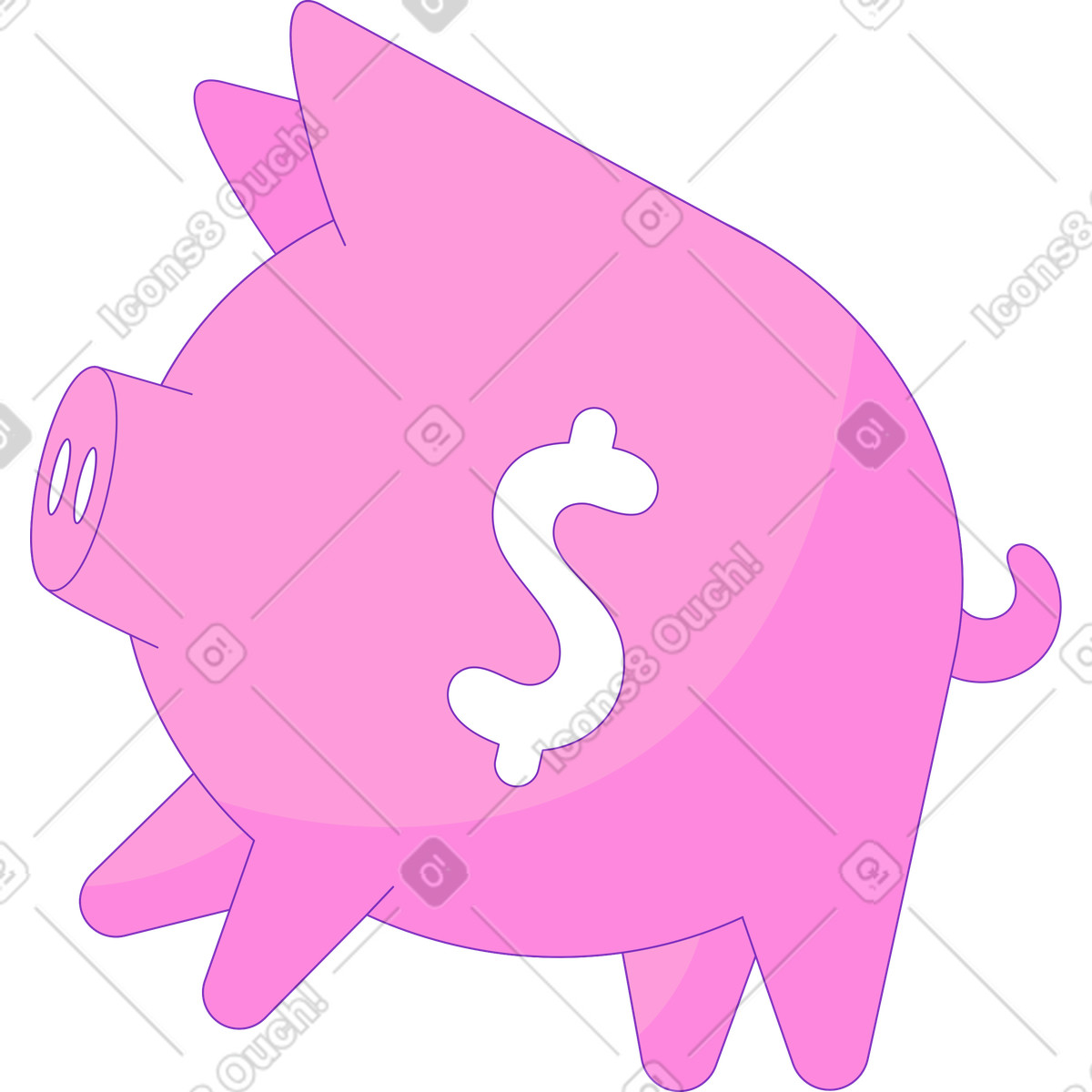 Ilustración Pig with dollar en estilo Elastic a descargar en PNG y SVG