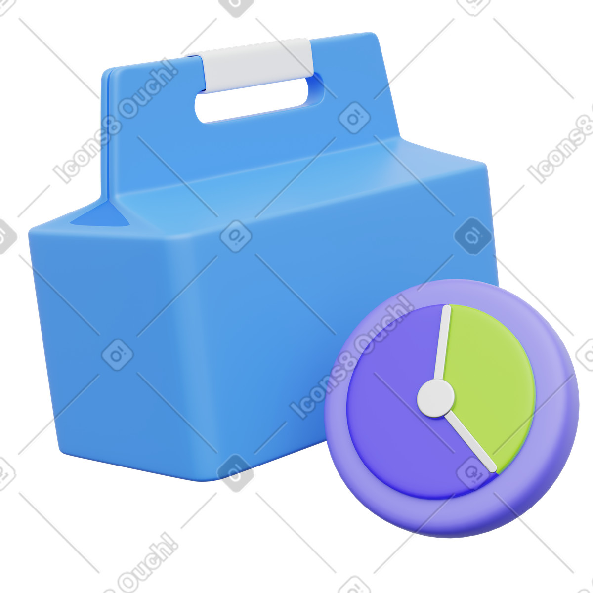 Иллюстрация Express meal delivery service showing takeout package and time pressure в стиле 3D Playful — скачать в форматах PNG, SVG