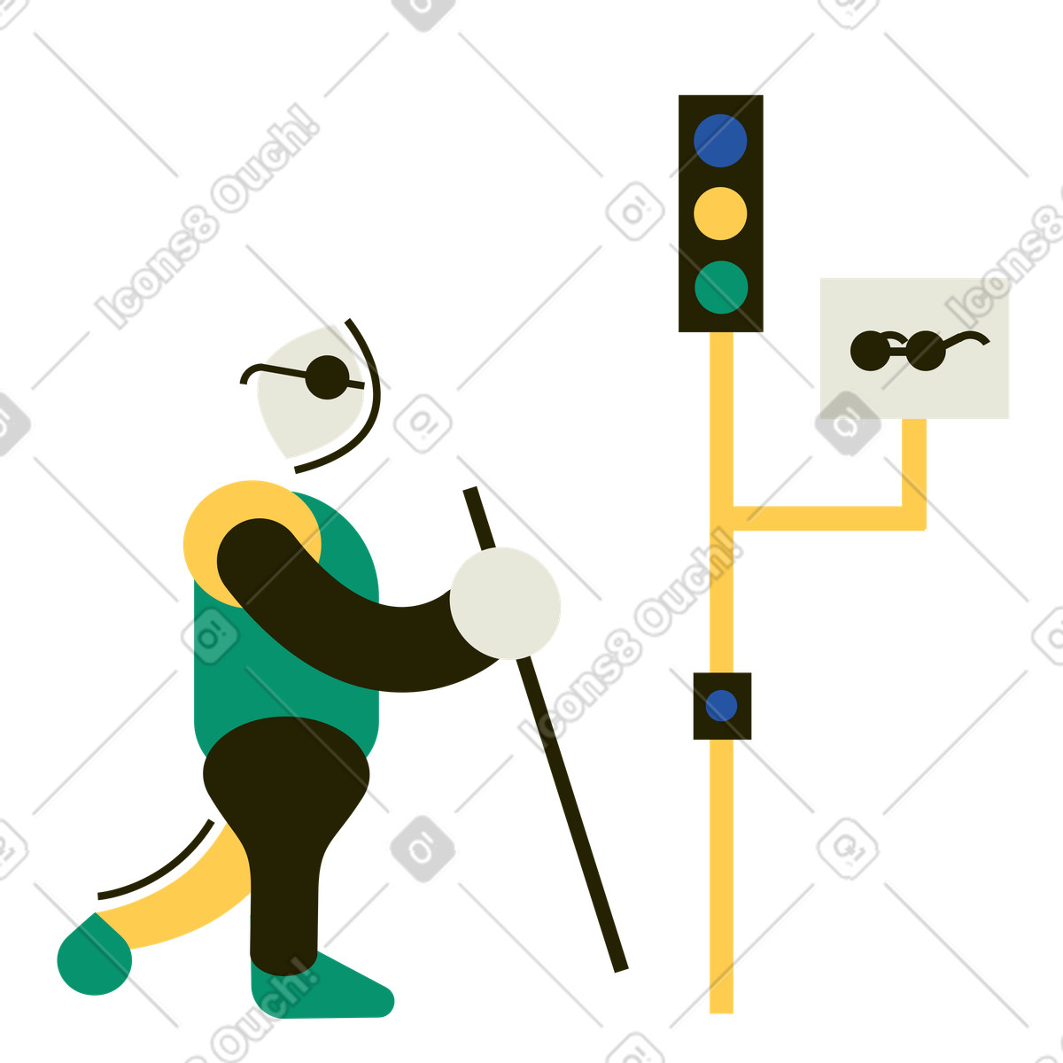 Ilustración Semáforo para ciegos en estilo Spot a descargar en PNG y SVG