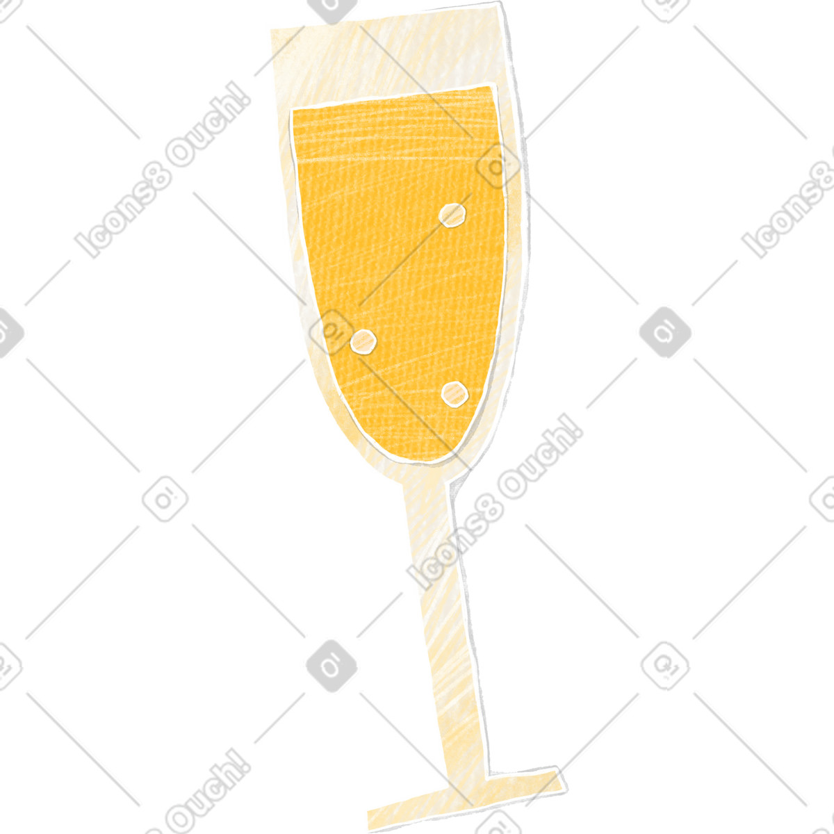 Bicchiere di champagne illustrazione in stile Crafty scarica in PNG, SVG