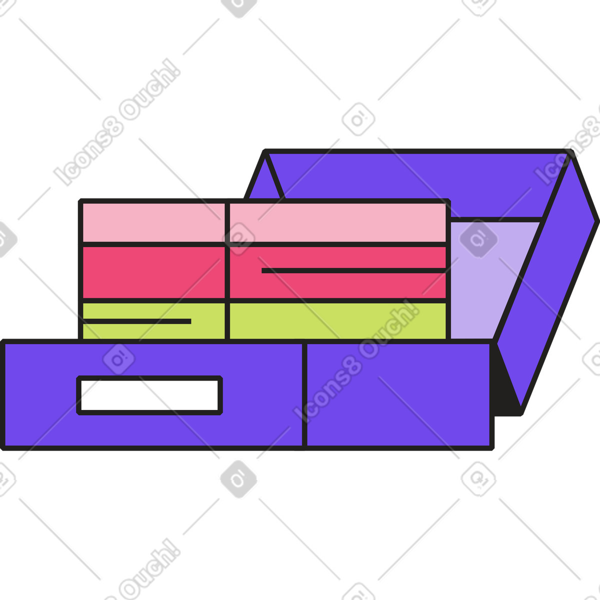 Koffer mit sachen-Illustration im Dazzle-Stil als Download in PNG, SVG
