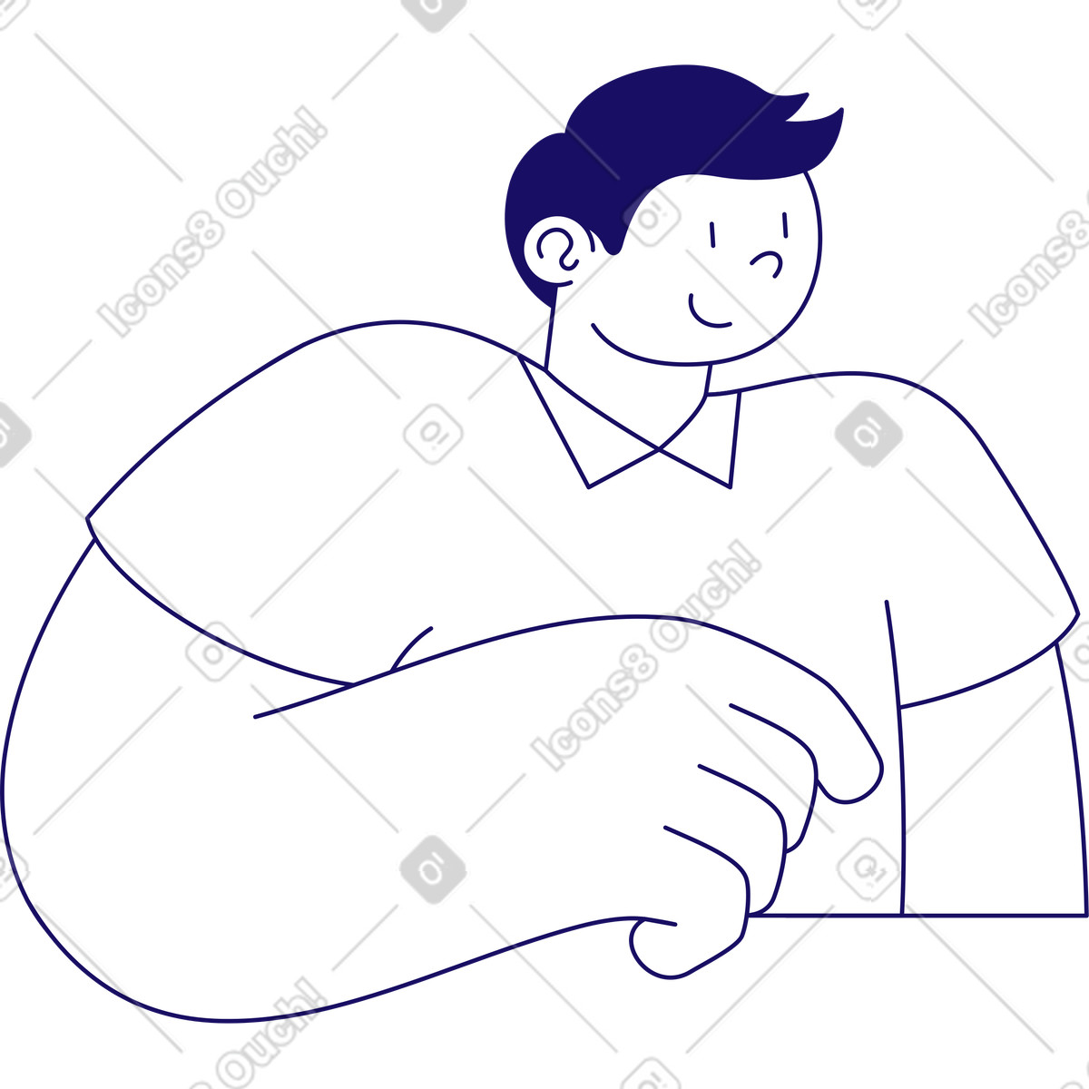 下载 Bendy 风格的 移开视线的男人 插画，支持 PNG、SVG 格式