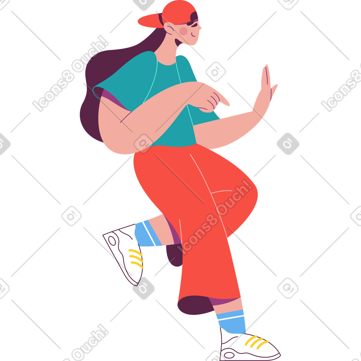 Girl sitting and reading book illustration clipart with calm pastel hues