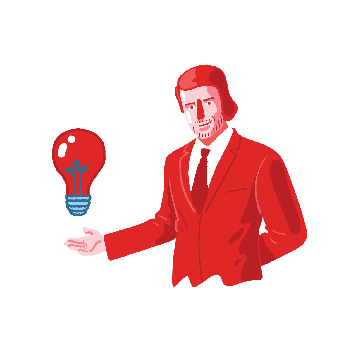 Businessman generating new and innovative ideas illustration in Cherry style download in PNG, SVG