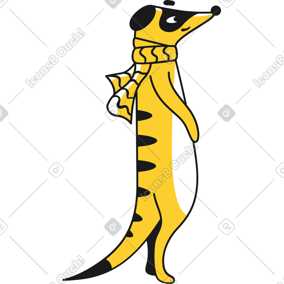 下载 Taxi 风格的 猫鼬在一条围巾 插画，支持 PNG、SVG 格式